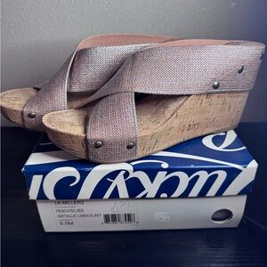 Metallic Silver Wedge Sandals